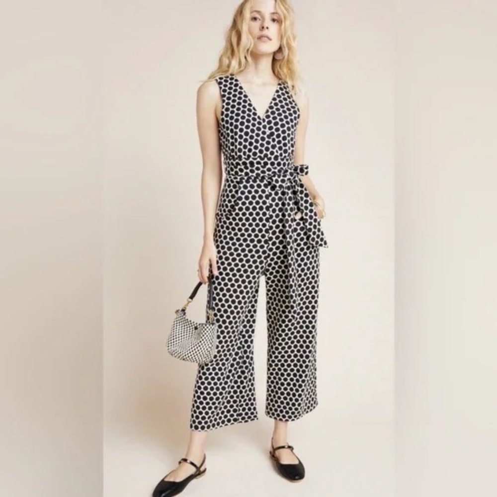 Anthropologie Eva Franco Polka Dot Belted Jumpsuit